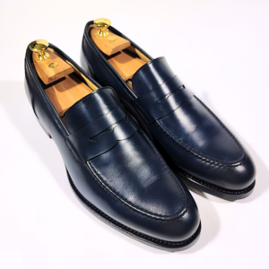 men shoes zanni, penny loafer style, blue color