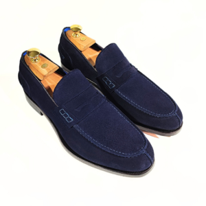 zanni made in Italy, men shoes, penny loafer style, in blue color